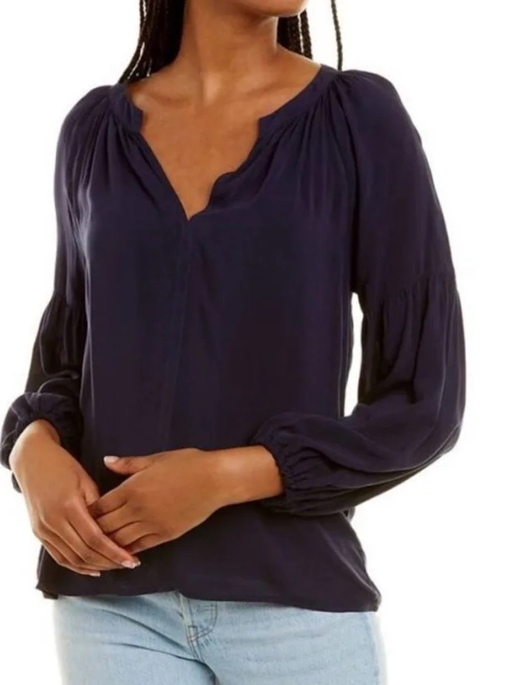 Velvet by Graham & Spencer Elaine Top Peasant Blouse Deep Purple Fall Boho XL